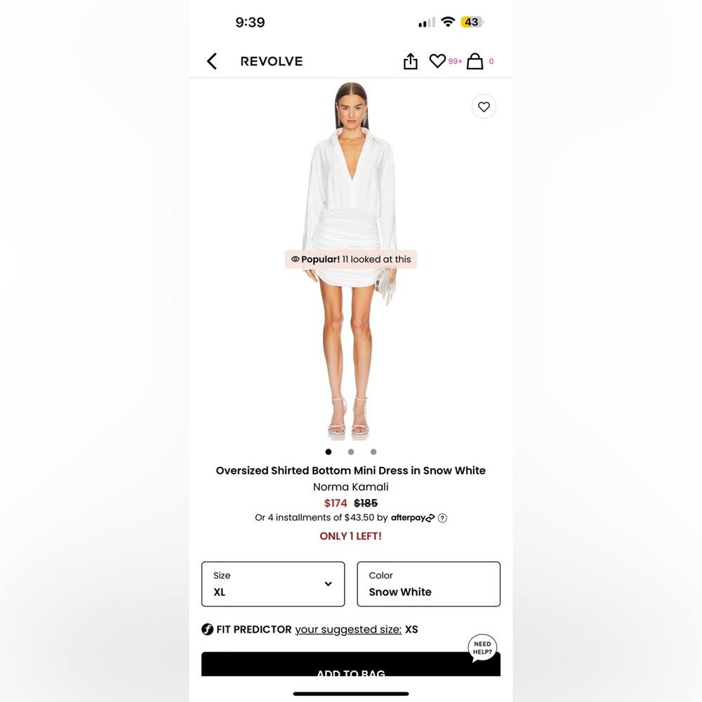 Norma Kamali Snow White Oversized Shirtted Bottom Mini Dress